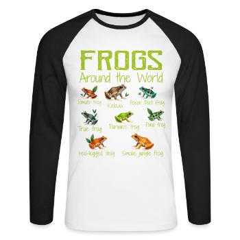 Frösche auf der ganzen Welt - Arten von Fröschen - Unisex Baseballshirt langarm - Weiß/Schwarz - Vorne - Nik (191cm)