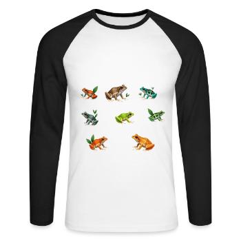Frösche auf der ganzen Welt - Arten von Fröschen - Unisex Baseballshirt langarm - Weiß/Schwarz - Vorne - Nik (191cm)
