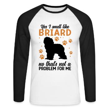 , je sens le Briard Berger de Brie - T-shirt baseball manches longues Homme - blanc/noir - Devant - Nik (191cm)