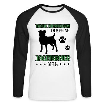 Les terriers de chasse ne font pas confiance aux chiens de chasse allemands - T-shirt baseball manches longues Homme - blanc/noir - Devant - Nik (191cm)