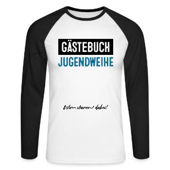 Gästebuch Jugendweihe - Unisex Baseballshirt langarm - Weiß/Schwarz - Vorne - Nik (191cm)