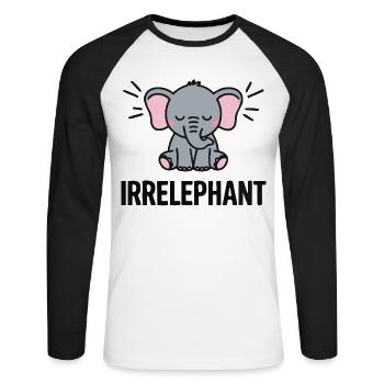 Irrelephant Lustiger Elefant Wortspiel Niedliches Tier - Unisex Baseballshirt langarm - Weiß/Schwarz - Vorne - Nik (191cm)