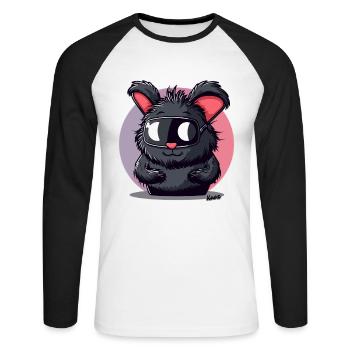 Lapin drôle avec des lunettes de ski - T-shirt baseball manches longues Homme - blanc/noir - Devant - Nik (191cm)