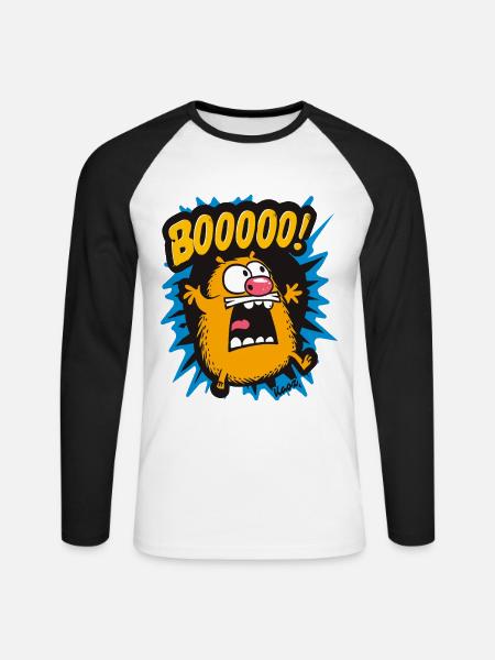 Funny Boo Hamster - Unisex Long Sleeve Baseball T-Shirt - white/black