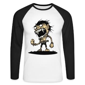 Homme des cavernes en colère affamé - T-shirt baseball manches longues Homme - blanc/noir - Devant - Nik (191cm)