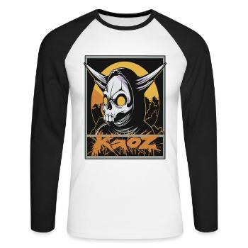 Doom Reaper – Höllischer Sensenmann - Unisex Baseballshirt langarm - Weiß/Schwarz - Vorne - Nik (191cm)