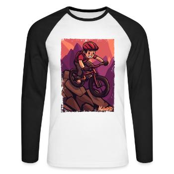 Adventure Mountain Biking Mountain Bike Design - Unisex Long Sleeve Baseball T-Shirt - white/black - Front - Nik (191cm)