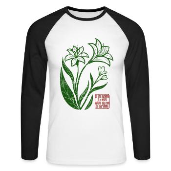 Blumen - Frühling - Soyez le soleil - Spruch - T-shirt baseball manches longues Homme - blanc/noir - Devant - Nik (191cm)