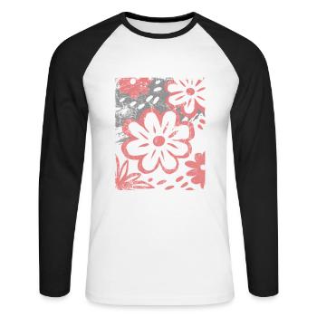 Blumen - Frühling - Sommer - Spruch - Unisex Baseballshirt langarm - Weiß/Schwarz - Vorne - Nik (191cm)