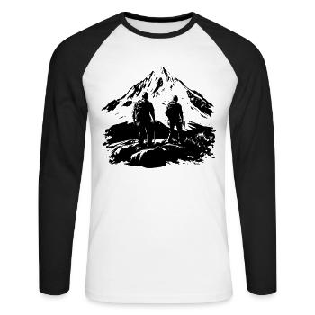 Gipfelsteigen: Bergsteigen in den Alpen - Outdoor - Unisex Baseballshirt langarm - Weiß/Schwarz - Vorne - Nik (191cm)