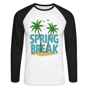Spring Break Palm Trees Beach - Unisex Long Sleeve Baseball T-Shirt - white/black - Front - Nik (191cm)