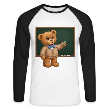 Teddy Bear Teacher - Unisex Long Sleeve Baseball T-Shirt - white/black - Front - Nik (191cm)