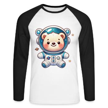 Teddy Bear Astronaut - Unisex Long Sleeve Baseball T-Shirt - white/black - Front - Nik (191cm)