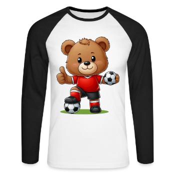 Teddy Bear Soccer Player - Unisex Long Sleeve Baseball T-Shirt - white/black - Front - Nik (191cm)