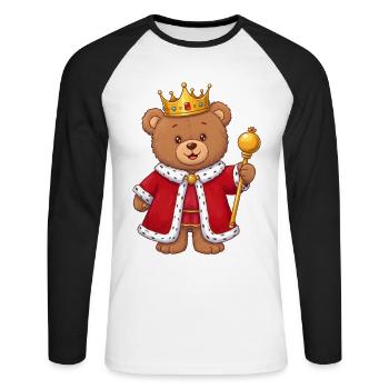 Teddybär König - Unisex Baseballshirt langarm - Weiß/Schwarz - Vorne - Nik (191cm)
