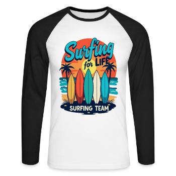 Surfing for Life Wave Boards & Beach - Unisex Long Sleeve Baseball T-Shirt - white/black - Front - Nik (191cm)