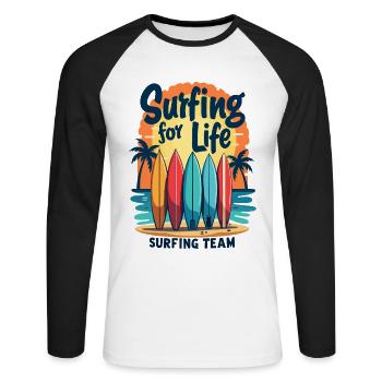 Surfing for Life Wave Boards & Beach - Unisex Long Sleeve Baseball T-Shirt - white/black - Front - Nik (191cm)