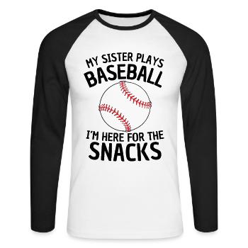 Funny Baseball Sister Design - Unisex Long Sleeve Baseball T-Shirt - white/black - Front - Nik (191cm)