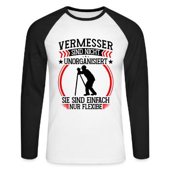L’arpenteur est un arpenteur-géomètre flexible - T-shirt baseball manches longues Homme - blanc/noir - Devant - Nik (191cm)
