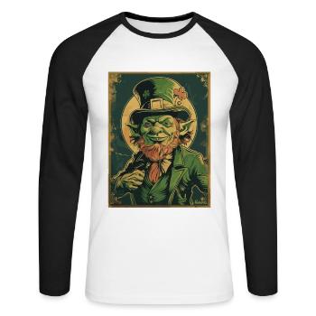 Fier lutin – Légende irlandaise - T-shirt baseball manches longues Homme - blanc/noir - Devant - Nik (191cm)