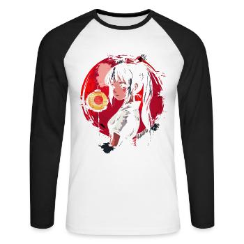 Dessin animé japonais fille lune rouge et lanterne - T-shirt baseball manches longues Homme - blanc/noir - Devant - Nik (191cm)