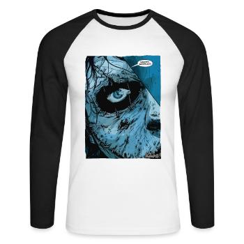 Halloween Slasher: mieser Geburtstag - Unisex Baseballshirt langarm - Weiß/Schwarz - Vorne - Nik (191cm)