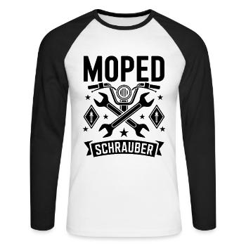 Moped Mechanic Workshop Moped Driver - Unisex Long Sleeve Baseball T-Shirt - white/black - Front - Nik (191cm)