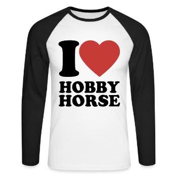 J’aime hobby cheval - Coeur - Hobby - T-shirt baseball manches longues Homme - blanc/noir - Devant - Nik (191cm)