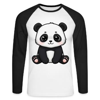 Animal Cartoon Panda - Unisex Long Sleeve Baseball T-Shirt - white/black - Front - Nik (191cm)