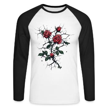 Roses break through concrete: the power of love - Unisex Long Sleeve Baseball T-Shirt - white/black - Front - Nik (191cm)