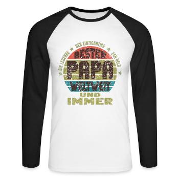 Bester Papa Weltweit Vatertag Geschenk - Unisex Baseballshirt langarm - Weiß/Schwarz - Vorne - Nik (191cm)