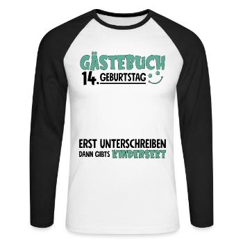 Livre d’or 14 Signe d’anniversaire pour enfants - T-shirt baseball manches longues Homme - blanc/noir - Devant - Nik (191cm)