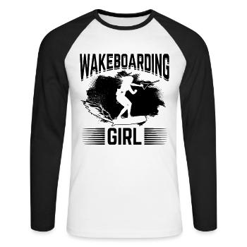 Wakeboard fille Wakesurfing Girl - T-shirt baseball manches longues Homme - blanc/noir - Devant - Nik (191cm)