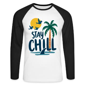 Séjour Chill Détente tropicale Vacances d’été - T-shirt baseball manches longues Homme - blanc/noir - Devant - Nik (191cm)