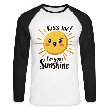 Embrasse-moi Je suis ton soleil soleil été - T-shirt baseball manches longues Homme - blanc/noir - Devant - Nik (191cm)