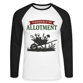 Je préférerais être au lotissement - T-shirt baseball manches longues Homme - blanc/noir - Devant - Nik (191cm)