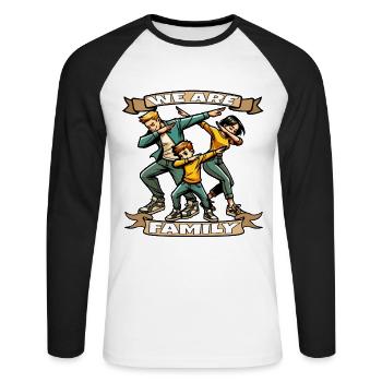 Nous sommes une famille Tenue Team Dap dapping - T-shirt baseball manches longues Homme - blanc/noir - Devant - Nik (191cm)