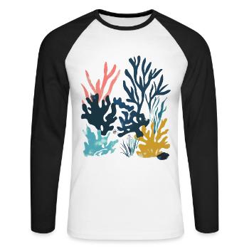 Matisse Inspires: Abstract Coral Reef Colorful - Unisex Long Sleeve Baseball T-Shirt - white/black - Front - Nik (191cm)