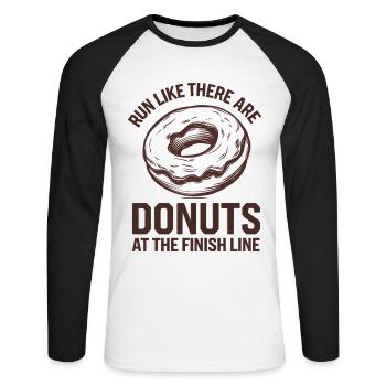 Run like a donut is waiting for you at the finish line - Unisex Long Sleeve Baseball T-Shirt - white/black - Front - Nik (191cm)