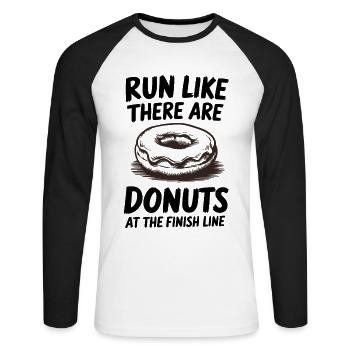 Run like donuts are at the finish line for marathon runners - Unisex Long Sleeve Baseball T-Shirt - white/black - Front - Nik (191cm)