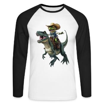 Frosch - Unisex Baseballshirt langarm - Weiß/Schwarz - Vorne - Nik (191cm)