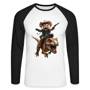 Roter Panda - Unisex Baseballshirt langarm - Weiß/Schwarz - Vorne - Nik (191cm)