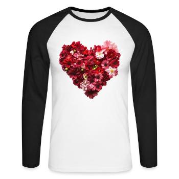 Heart of Red Blossoms - Passionate Flower Pr - Unisex Long Sleeve Baseball T-Shirt - white/black - Front - Nik (191cm)