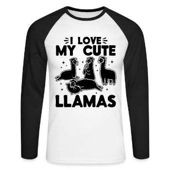 Llama Lover - I love my cute Llamas - Unisex Long Sleeve Baseball T-Shirt - white/black - Front - Nik (191cm)