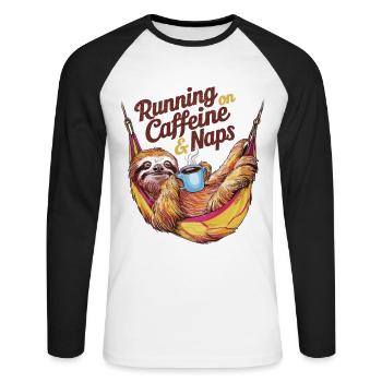 Coffee, nap, repetition - Unisex Long Sleeve Baseball T-Shirt - white/black - Front - Nik (191cm)