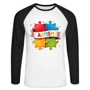 Autism Puzzle - Unisex Long Sleeve Baseball T-Shirt - white/black - Front - Nik (191cm)