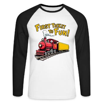 First Train Ride Railway Adventure Scenic Travel - Unisex Baseballshirt langarm - Weiß/Schwarz - Vorne - Nik (191cm)