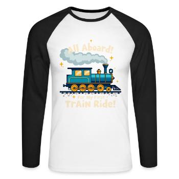 First Train Ride Railway Adventure Scenic Travel - Unisex Baseballshirt langarm - Weiß/Schwarz - Vorne - Nik (191cm)