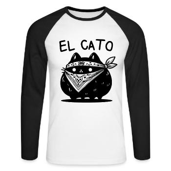 El Cato Bandana Cat – Cute Criminal charm - Unisex Long Sleeve Baseball T-Shirt - white/black - Front - Nik (191cm)