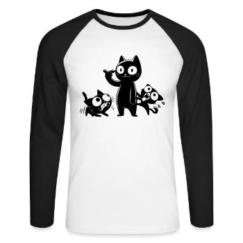 Pas pour les âmes sensibles et les fous - T-shirt baseball manches longues Homme - blanc/noir - Devant - Nik (191cm)